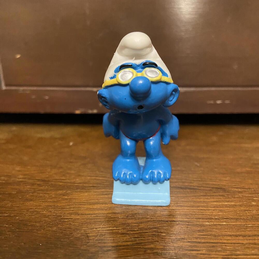 Vintage Rare 1996 Schleich Germany Diving Swimmer Swimming Smurf Figurine